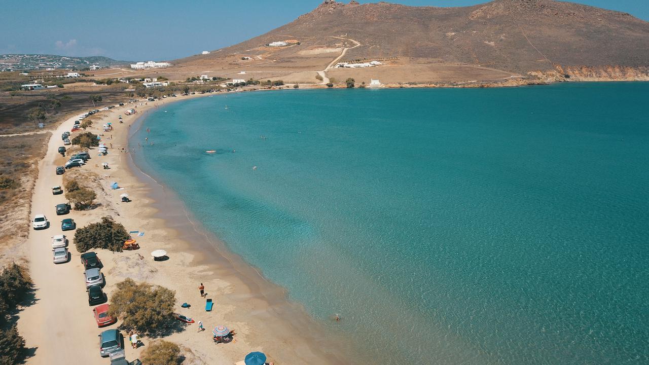 Molos beach Paros — shallow calm water ideal for families