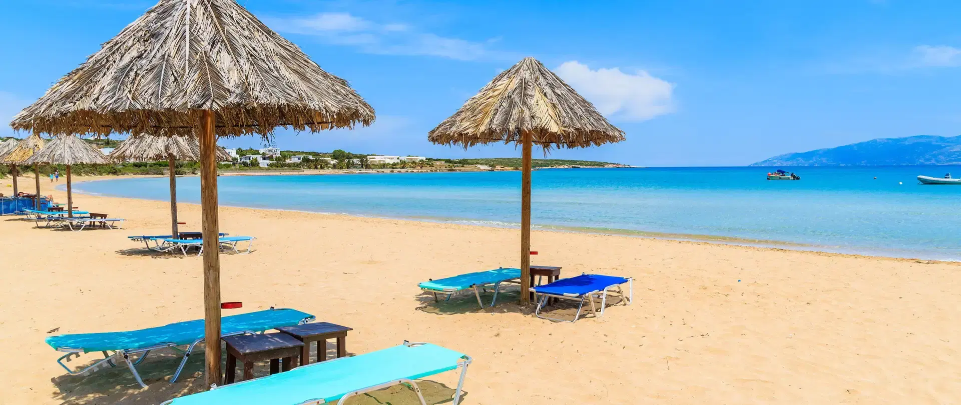 Santa Maria beach Paros — golden sand and crystal blue water
